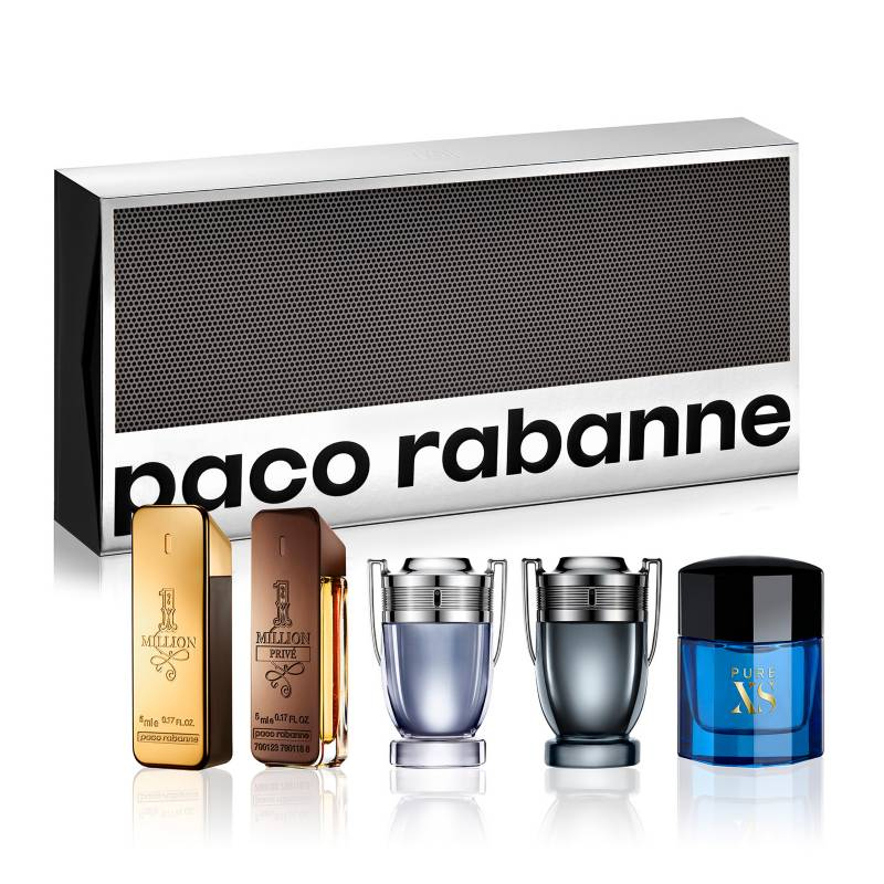 PACO RABANNE MINIATURA 1 ONE MILLION EDT, 1 ONE MILLION PARFUM, 1 INVICTUS EDT, 1 INVICTUS LEGEND EDP X 5 ML